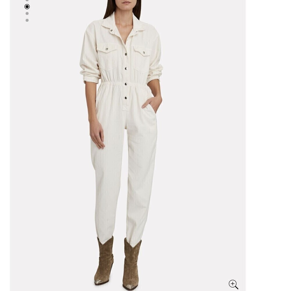 Overlover Rose Twill 100% Cotton White Jumpsuit Medium